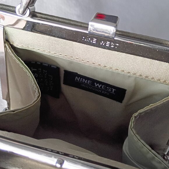 Nine West Gold Satin Mini Evening Bag Top-Handle Purse Push-lock clasp - Picture 5 of 5